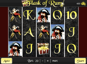 "The Flask of Rum slot game has a pirate-themed design."